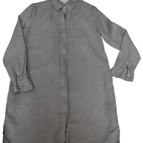 James Perse Linen Long Sleeves Button-Up Mini-Shirt Dress Sz 1 (S} - Picture 3 of 10